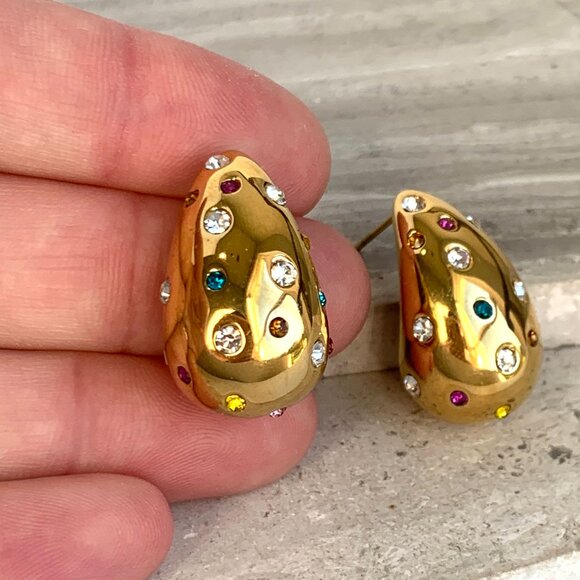 NEW~ Anthropologie Adina Eden Colorful Teardrop Stud Earrings - Picture 8 of 12